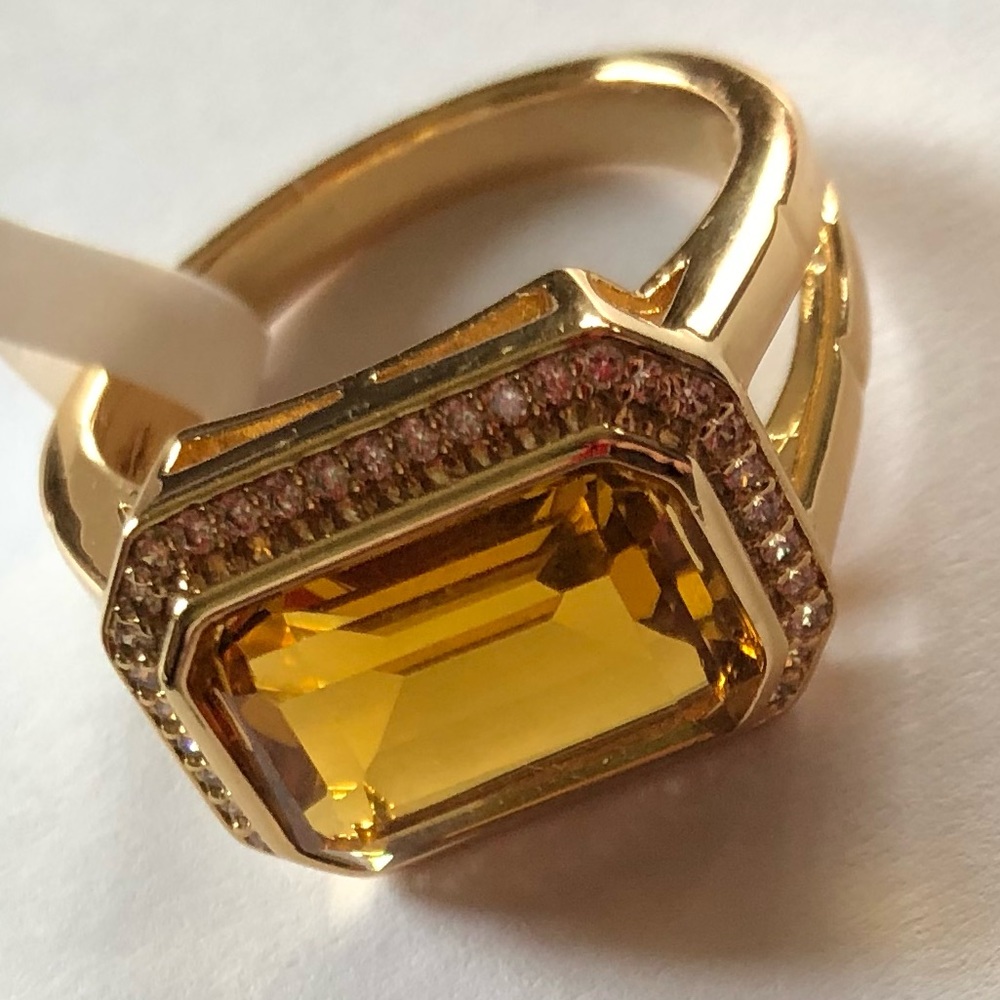 🧡 Faux Golden Topaz Cushion Cut Ring 🧡